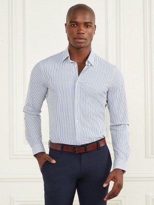 Guess Formal Button-Up Shirt Albastri | GUESS-SN31188
