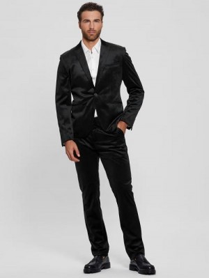Guess Fulham Velvet Slim Trousers Negrii | GUESS-SN31428