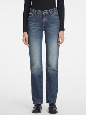Guess G08 Mid-Rise Straight Jeans Albastri | GUESS-SN26614