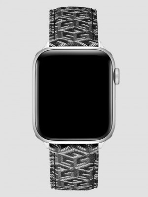 Guess G-Cube Gray Leather 42-44 mm Band for Apple Watch® Negrii | GUESS-SN31615