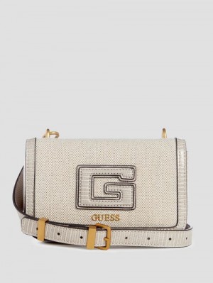 Guess G Status Snake-Embossed Mini Crossbody Gri | GUESS-SN28855