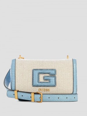 Guess G Status Snake-Embossed Mini Crossbody Gri | GUESS-SN28857