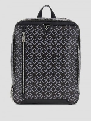 Guess G Woven Compact Squared Backpack Negrii | GUESS-SN29482