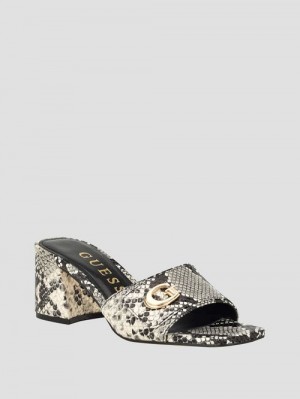 Guess Gallai Block Heel Mules Negrii | GUESS-SN29585