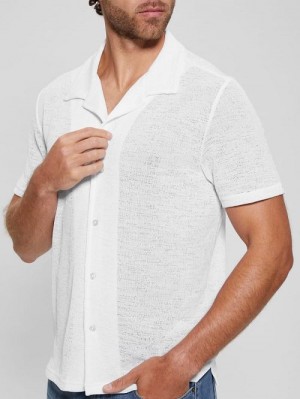 Guess Gauze Camp Shirt Albi | GUESS-SN31207