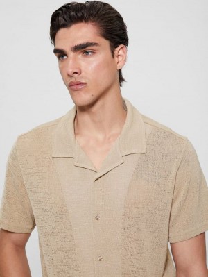 Guess Gauze Camp Shirt Bej | GUESS-SN31209
