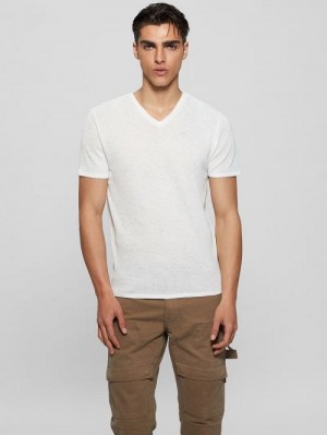 Guess Gauze V-Neck Tee Albi | GUESS-SN30537