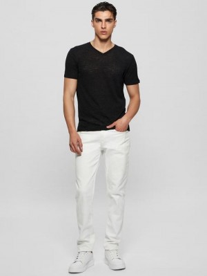 Guess Gauze V-Neck Tee Negrii | GUESS-SN30547
