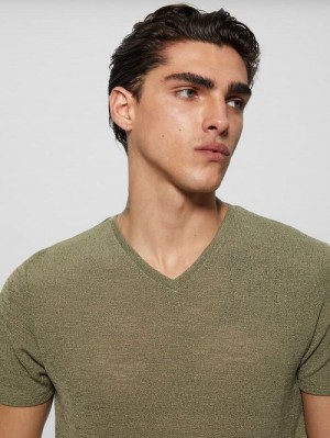 Guess Gauze V-Neck Tee Verzi | GUESS-SN30535