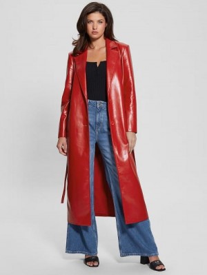 Guess Gea Faux-Leather Trench Coat Rosii | GUESS-SN28053
