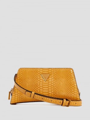 Guess Georgina Top-Zip Crossbody Galbeni | GUESS-SN28992