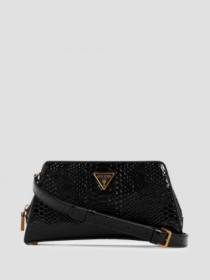 Guess Georgina Top-Zip Crossbody Negrii | GUESS-SN28967