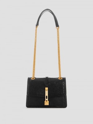 Guess Gilded Glamour Mini Convertible Crossbody Negrii | GUESS-SN28740