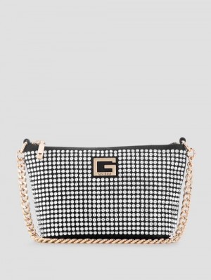 Guess Gilded Glamour Mini Top-Zip Bucket Bag Negrii | GUESS-SN29106