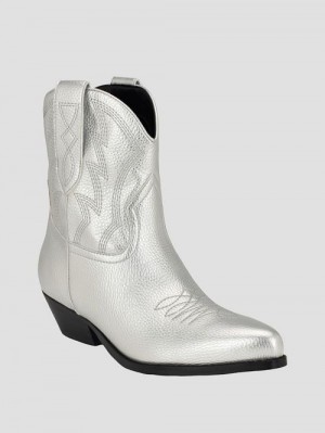 Guess Ginette Cowboy Ankle Booties Argintii | GUESS-SN29904
