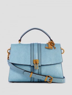 Guess Ginevra Textured Top Handle Crossbody Albastri | GUESS-SN28680