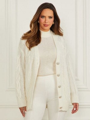 Guess Ginny Cable-Knit Sweater Cardigan Albi | GUESS-SN27941