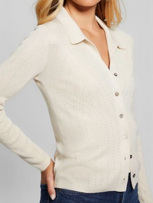 Guess Giovanna Rhinestone Sweater Shirt Albi | GUESS-SN27847