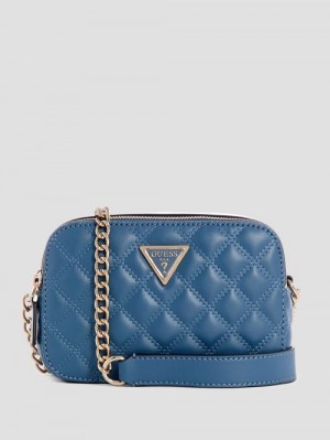 Guess Giully Quilted Camera Crossbody Albastri | GUESS-SN28921