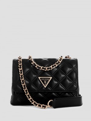Guess Giully Quilted Mini Crossbody Negrii | GUESS-SN29013