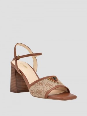 Guess Glaven Open-Toe Block Heels Maro | GUESS-SN29770