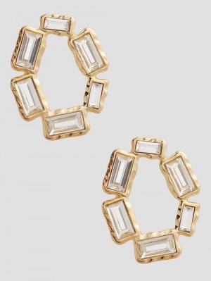 Guess Gold-Tone Baguette Open Earrings Aurii | GUESS-SN30311