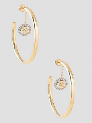 Guess Gold-Tone CZ Quattro G Hoop Earring Aurii | GUESS-SN30297