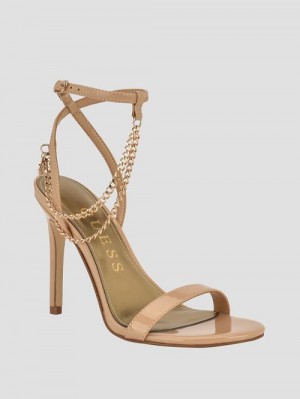 Guess Gold-Tone Chain Strap Heels Bej | GUESS-SN29746