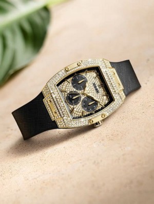 Guess Gold-Tone Crystal Multifunction Watch Negrii | GUESS-SN31650