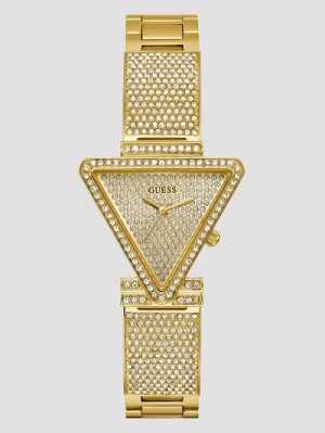 Guess Gold-Tone Crystal Triangle Analog Watch Aurii | GUESS-SN29965