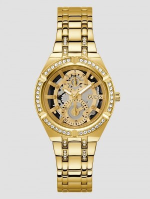 Guess Gold-Tone Cut-Through Multifunction Watch Aurii | GUESS-SN29977