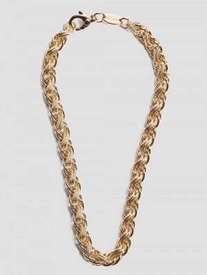 Guess Gold-Tone Grumetta Mini Necklace Aurii | GUESS-SN30257