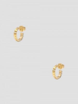 Guess Gold-Tone Rhinestone Hoop Earrings Aurii | GUESS-SN30281