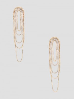 Guess Gold-Tone Rhinestone Statement Drop Earrings Aurii | GUESS-SN30314