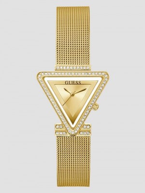 Guess Gold-Tone Triangle Mesh Analog Watch Aurii | GUESS-SN30028