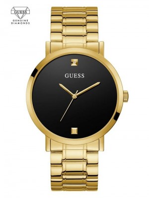 Guess Gold-Tone and Black Diamond Analog Watch Aurii | GUESS-SN31677