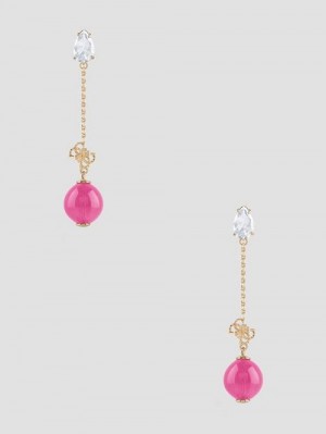 Guess Gold-Tone and Ruby Bubble Drop Earrings Roz | GUESS-SN30292