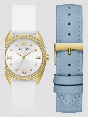 Guess Gold-Tone and White Analog Watch Box Set Aurii | GUESS-SN29968