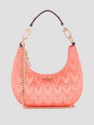 Guess Golden Rock Mini Crescent Hobo Bag Roz | GUESS-SN28849