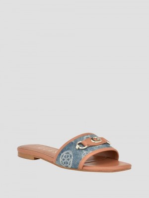 Guess Hammi G Buckle Denim Peony Sandals Albastri | GUESS-SN29592