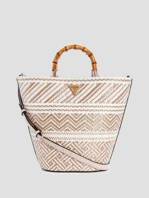 Guess Happyland Straw Tote Maro | GUESS-SN28959