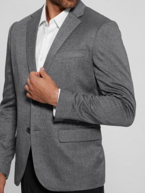 Guess Harlow Herringbone Blazer Gri | GUESS-SN30739