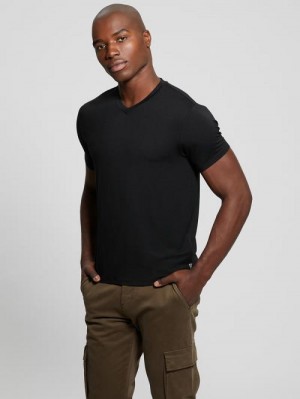 Guess Heavy Jersey V-Neck Tee Negrii | GUESS-SN30496