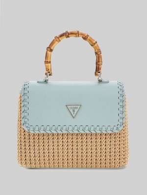 Guess Heloisa Straw Crossbody Albastri | GUESS-SN28821