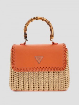 Guess Heloisa Straw Crossbody Portocalii | GUESS-SN28801