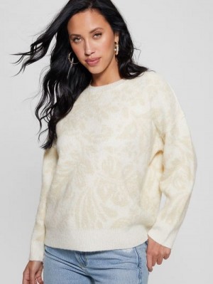 Guess Hibiscus Wool-Blend Sweater Albi | GUESS-SN27296