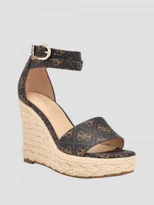 Guess Hidy Logo Espadrille Wedges Maro | GUESS-SN29752