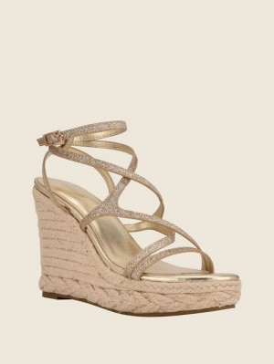 Guess Hirani Strappy Espadrille Wedges Aurii | GUESS-SN29635
