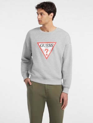Guess Iconic Crewneck Sweatshirt Gri | GUESS-SN31485