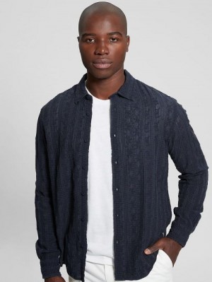 Guess Indio Embroidered Shirt Albastri | GUESS-SN31217